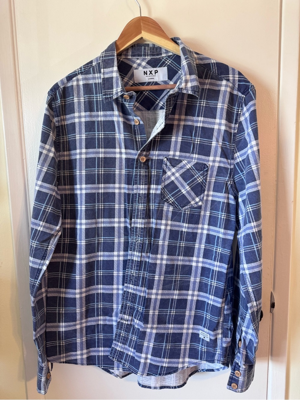 NXP: Nena & Pasadena Men's Blue Plaid Button-Up Shirt